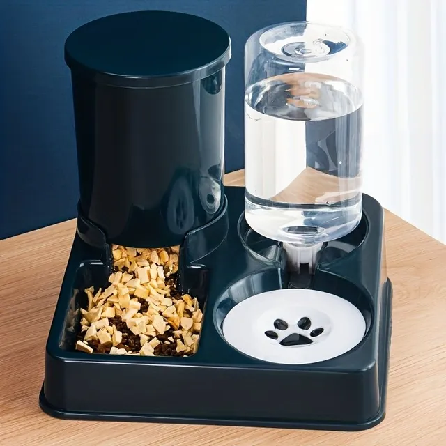 Automatic feeder and water for cats 2v1 with tank on tilted stand - For indoor cats