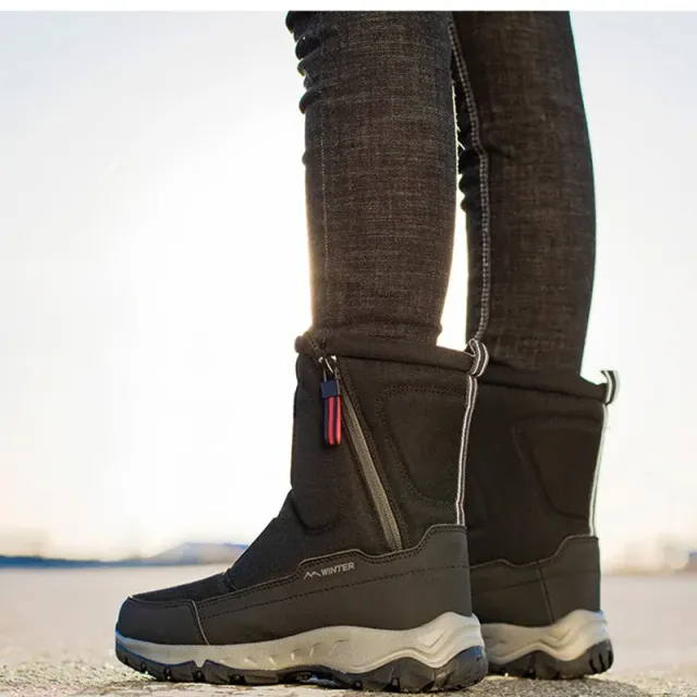 Bottes d'hiver pour hommes - Bottes de neige chaudes avec zip latéral