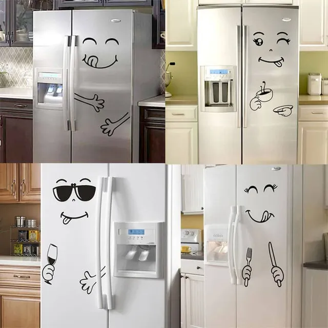 Funny decorative sticker on the refrigerator