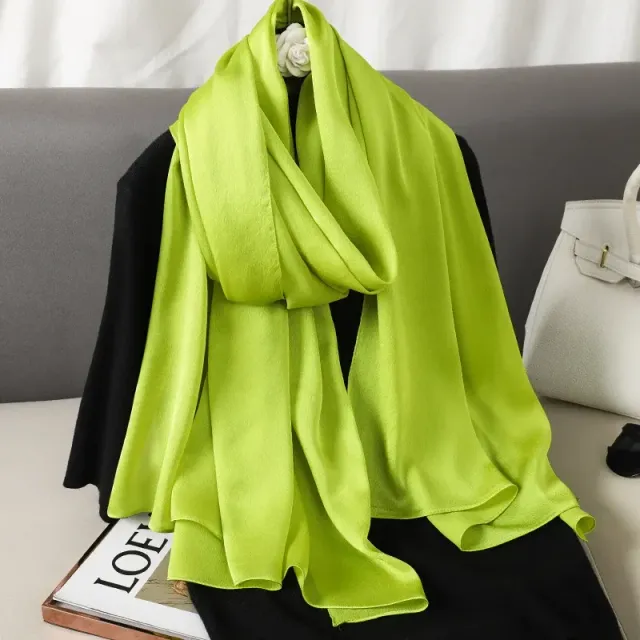 Fashionable satin scarf with a size of 90x180 cm for women