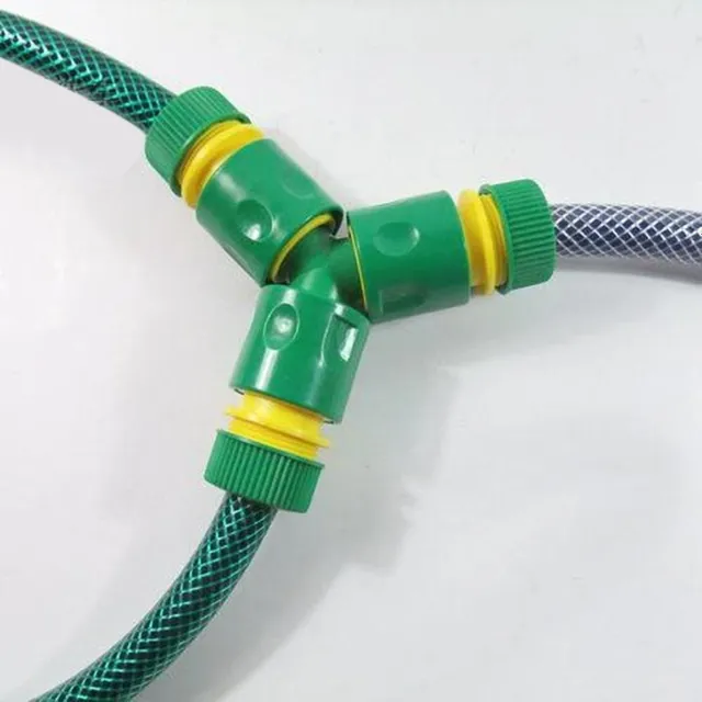 Three-way coupling for garden hoses