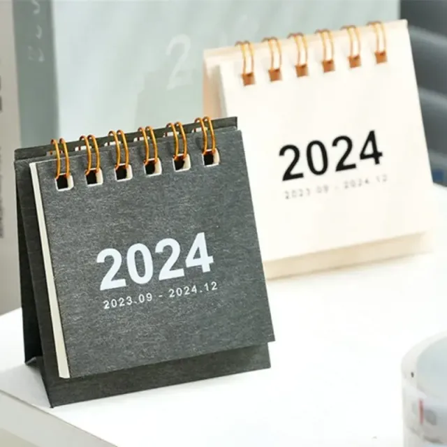Mini table calendar for 2024 in single colour design - daily planner, annual organizer and table decoration