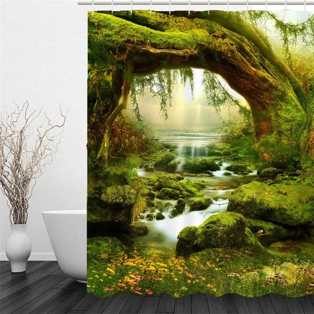 Shower curtain with nature theme A833