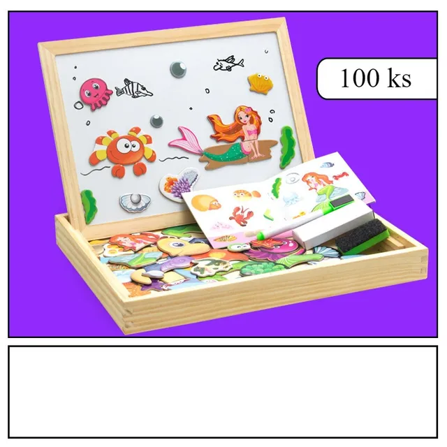 Magnetic board with wooden figures - 3D jigsaw puzzle