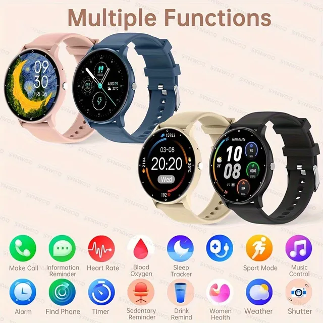 Smart watch 1.39", fully touch screen, sports fitness functions, waterproof IP67, music control, remote camera control, wireless calls - Unisex