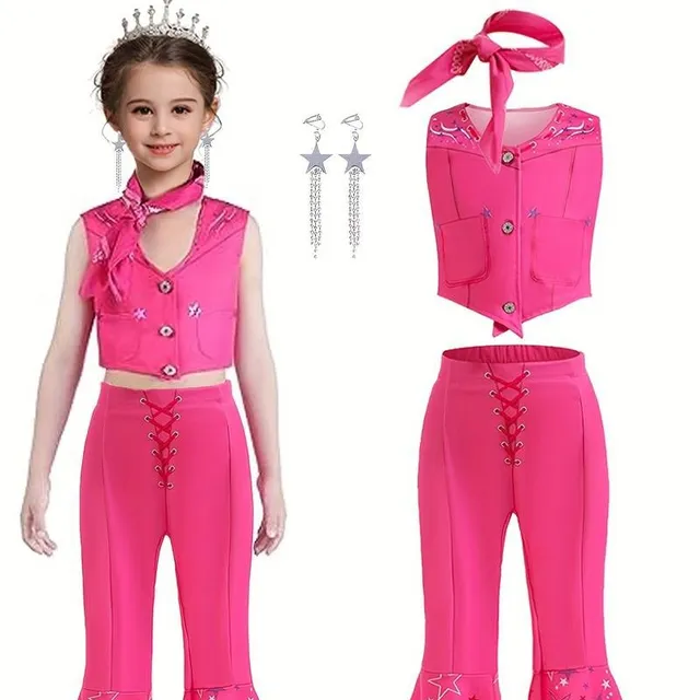 Cowgirl costume from the movie 2023 (for children) - Vest, extended pants & accessories, Halloween, carnival.