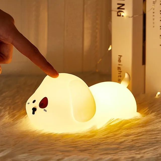 Silicone touch night light in the shape of cute puppy