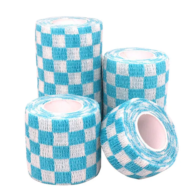 Self-adhesive elastic bandage with printing 6-blue-square s