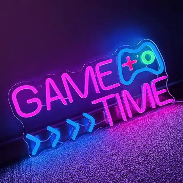 Letrero LED neón "Game Time" para pared - Para zona de juegos y fiestas