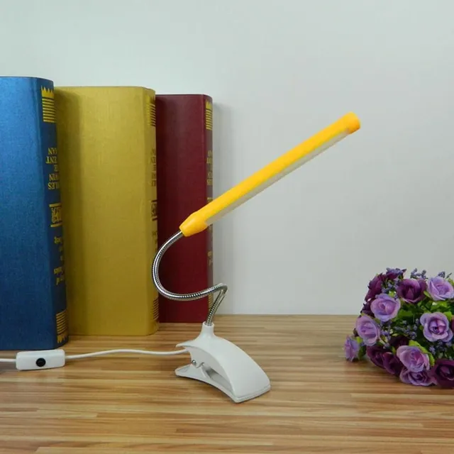 Flexible LED lamp with clip for comfortable reading