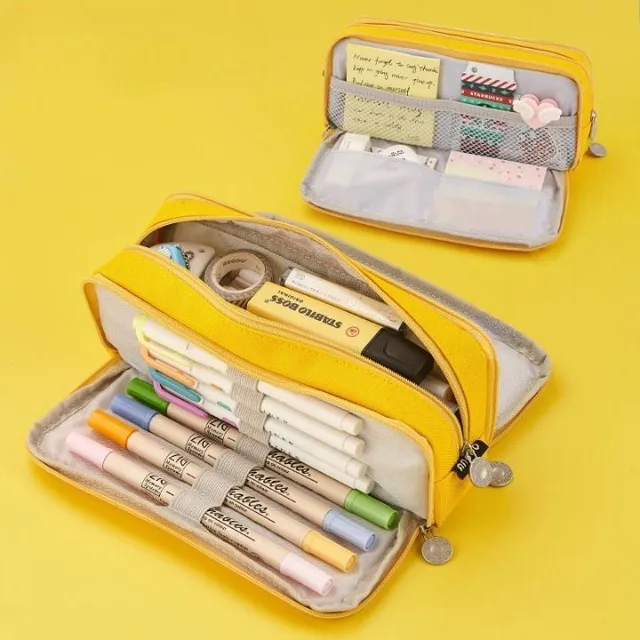 Etui practic și spațios pentru creioane cu mai multe compartimente - mai multe variante de culori