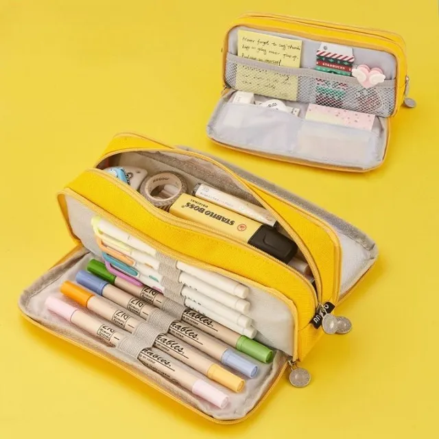 Practical spacious pencil case with several compartments - several color variants