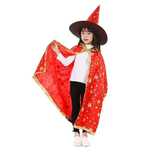 Pelerină de vrăjitoare de Halloween cu pălărie