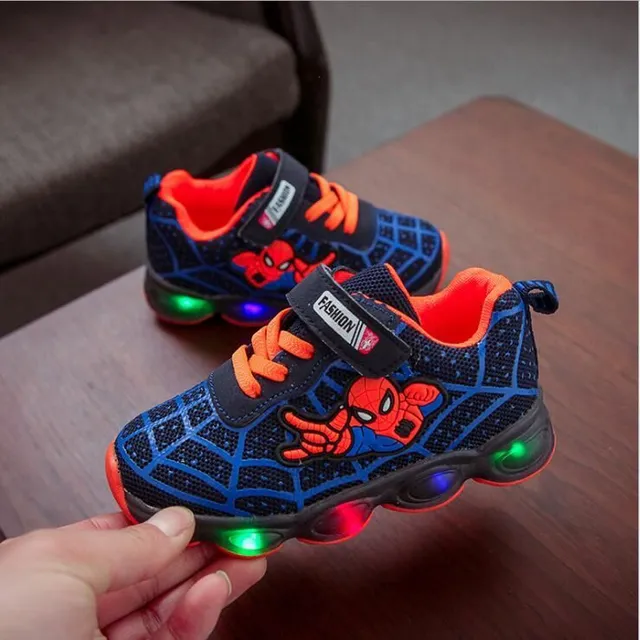 Children's sports light-up sneakers with the motif of a favourite superhero blue 24