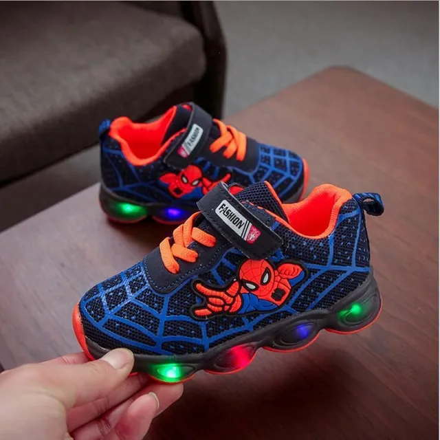 Children's sports light-up sneakers with a popular superhero motif blue 21