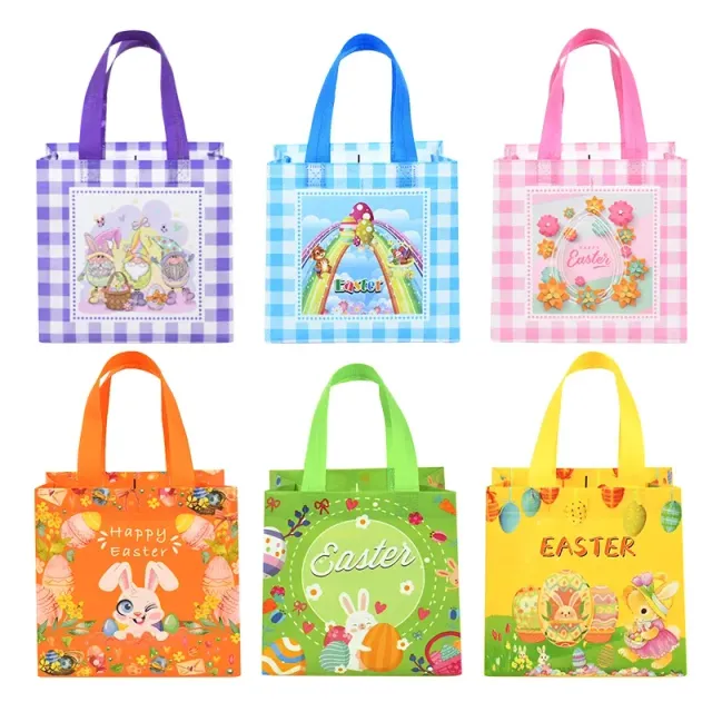 Large-night gift bag made of nonwoven fabric with rabbit motif