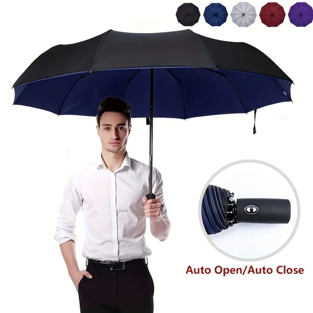 Men's reinforced automatic umbrella with windproof vinyl cover