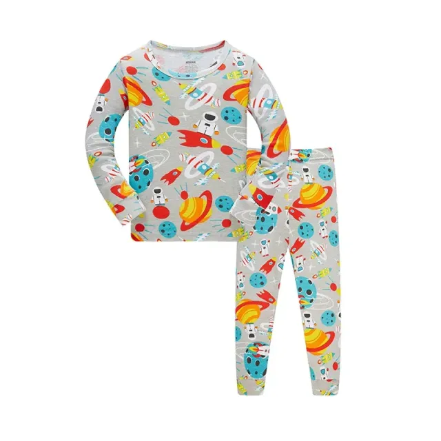 Two-piece pajamas for children with long sleeve and long pants with cheerful pictures