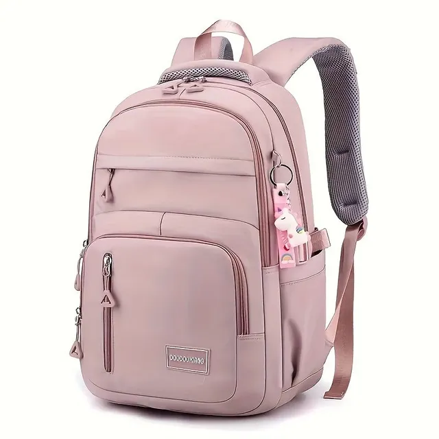 Trendy backpack with many pockets, monochrome, large capacity, ideal for travel and commuting