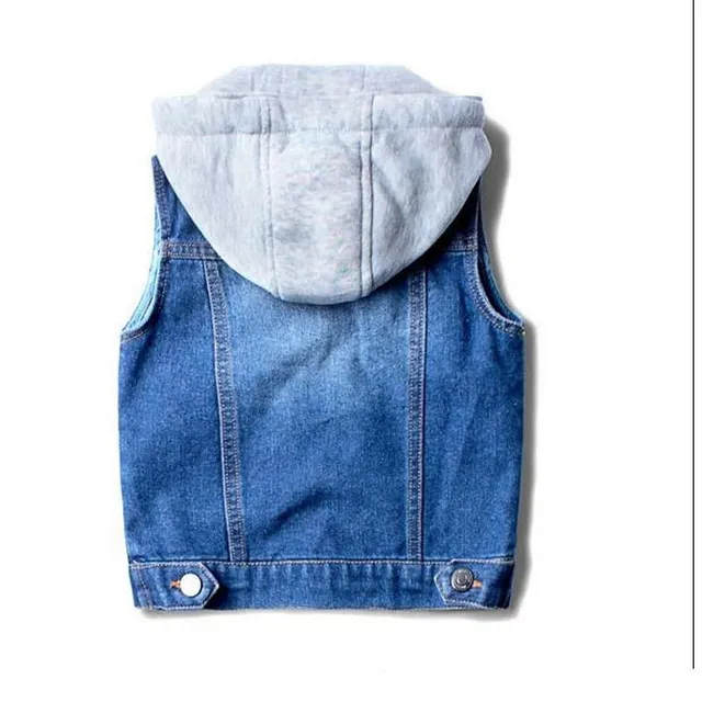 Children's denim vest with hood