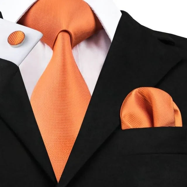 Męski luksusowy zestaw biznesowy | krawat, chusteczka do nosa, spinki do mankietów