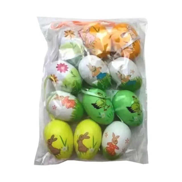 12 kusov farebných veľkonočných vajec pre zavesenie dekorácie alebo vytvorenie DIY