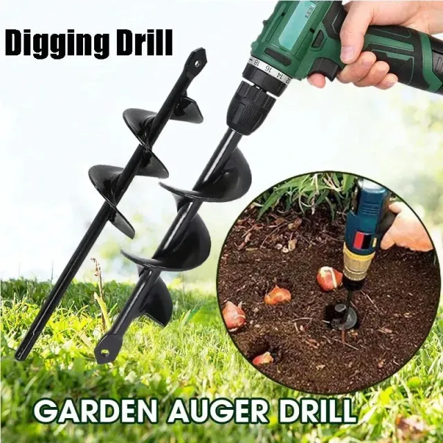 Garden soil auger for digging holes for planting flowers