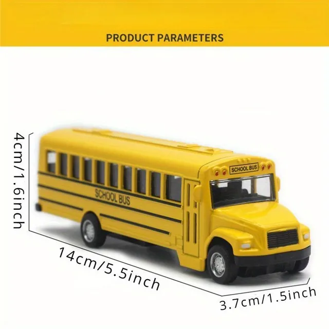 Metal model of school bus 14 cm - big toy in autumn and Christmas