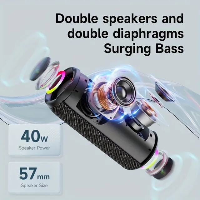 Transferable wireless speaker with subwoofer, 10 hours of music, dual pairing