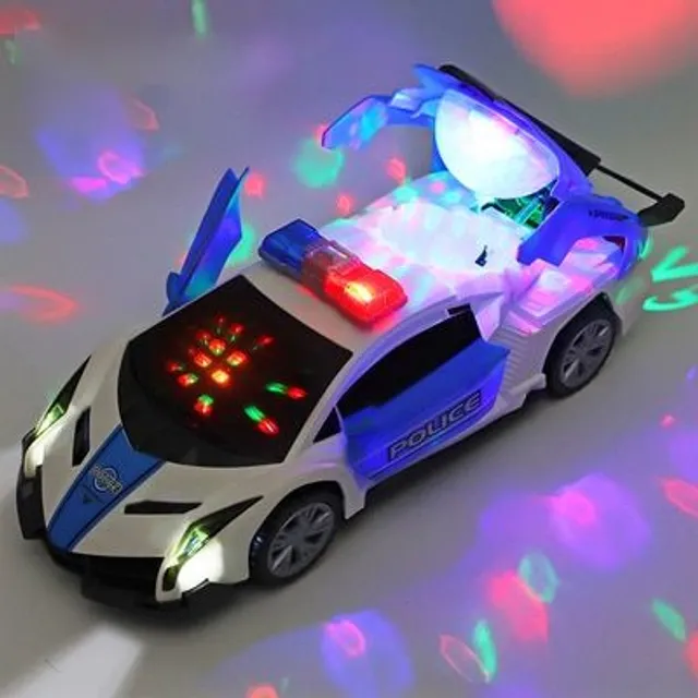 Electric dance police car with light effects