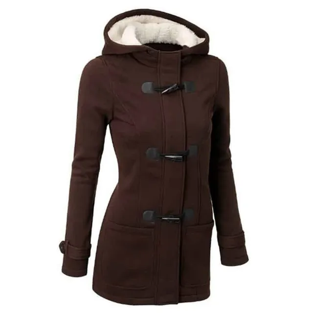 Elegant women's coat with hood SAYNOMORE