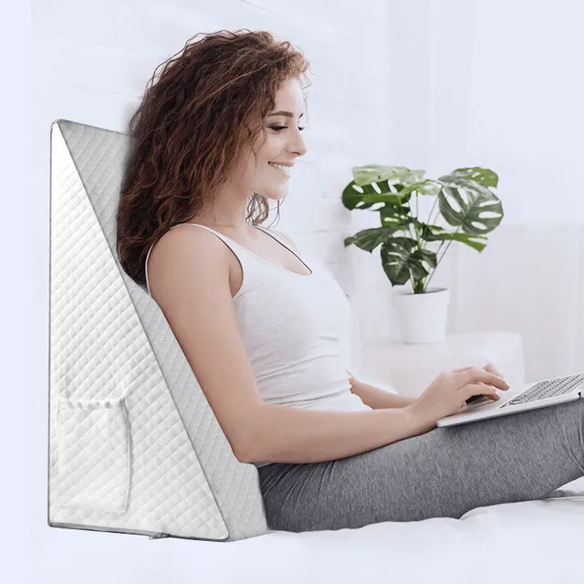 Memory foam wedge for better sleep and health - releases reflux, acid, snoring, pregnancy discomfort and back pain