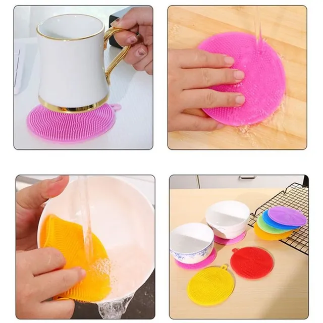 Antibacterial silicone dishwashing sponge