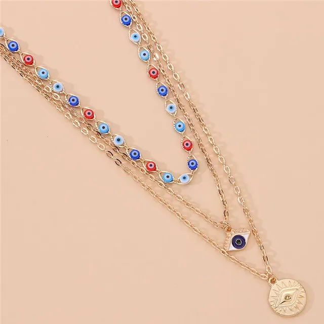 Fashionful multilayer necklace with eyes