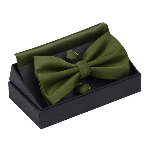 Men's bow tie, handkerchief and cuff links Augustine