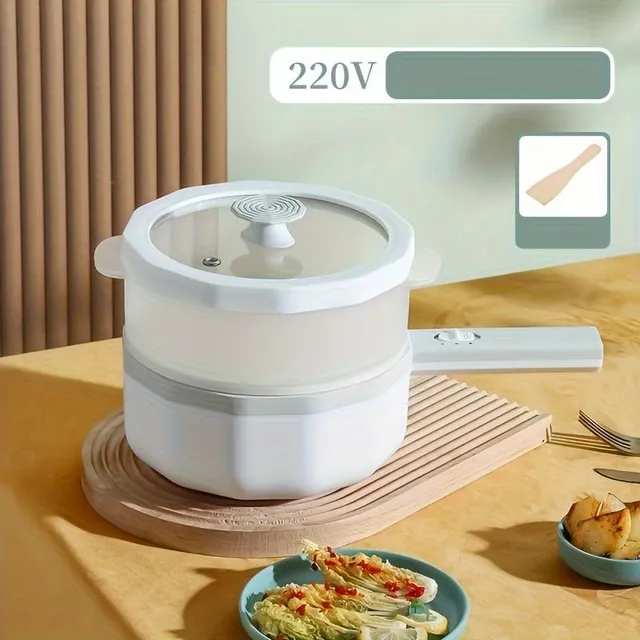 Multifunctional Electric Cooking Pot with Steam Basket, Non-sticky for Frying, Cooking in Steam, Cooking