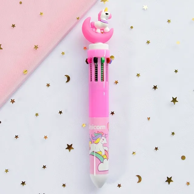 Girls school multicolour pen with Rainbow motif