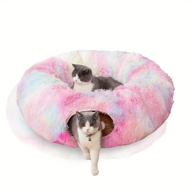 Heating stuffed tunnel and bed for cats and dogs, big tube, playing area, folding, suitable for cats, kittens, puppies and rabbits