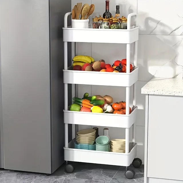 1pc Universal multi-level storage rack with wheels - kitchen, bathroom, bedroom and living room