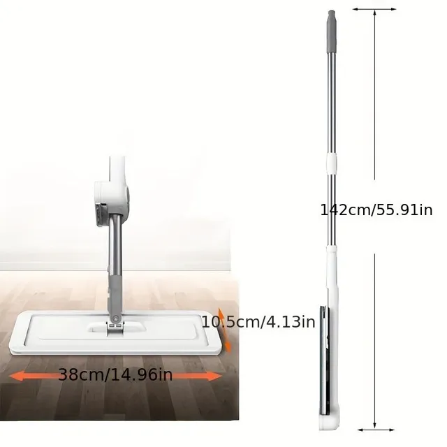 Mop s rovným premývacím krytom a rezným mechanizmom bez použitia rúk, 2x mikrovláknový kryt, suché a mokré, 360° rotácia - 1 sada