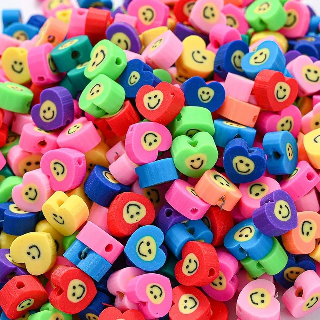 Girls coloured beads for stringing - various motifs - 100 pcs