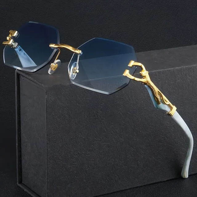 Bezrámečkové polygonální sluneční brýle s kovovým rámem
