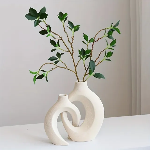 Beautiful Nordic boho vase made of white ceramics - Minimalist piece for stylish home