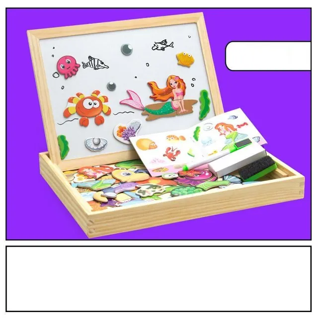 Magnetic board with wooden figures - 3D jigsaw puzzle