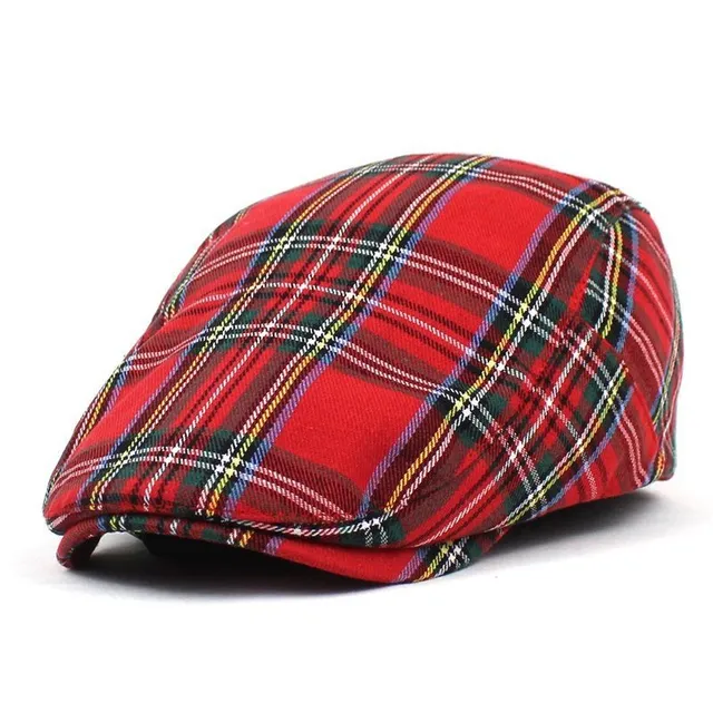 Men's beret - fashion cap in British plaid pattern - hat for stylish men