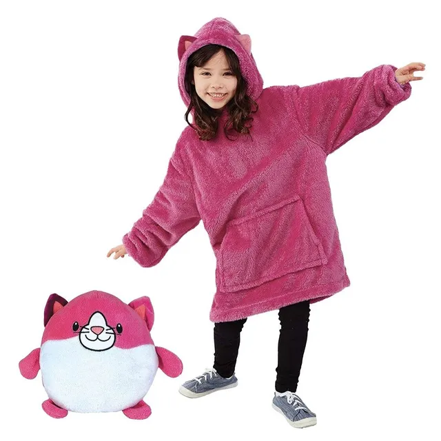 Kids Hoodie Fluffy Pocket Oversized Hoodie Pajamas