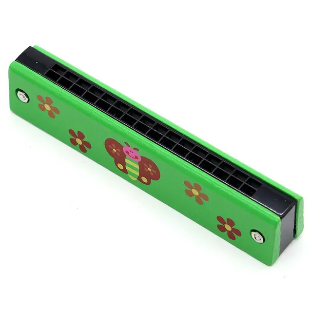 Children's wooden blowing harmonica with cute motif