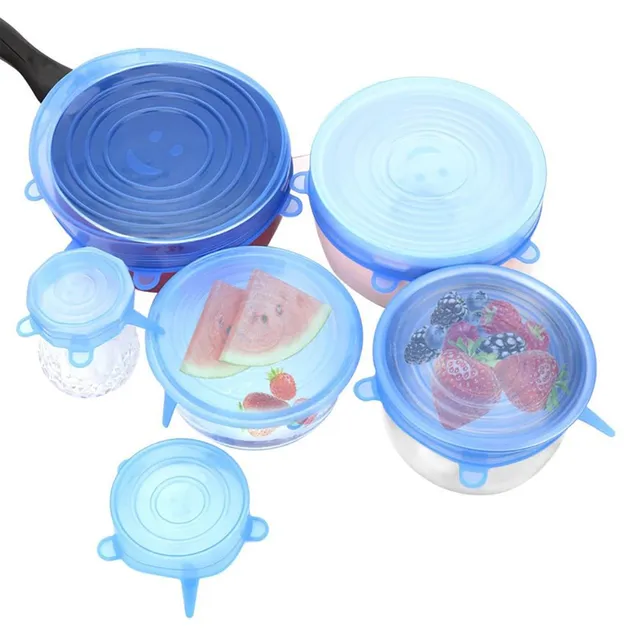 Silicone customized lids - 6 pieces, repeatedly applicable, for storing food in bowls