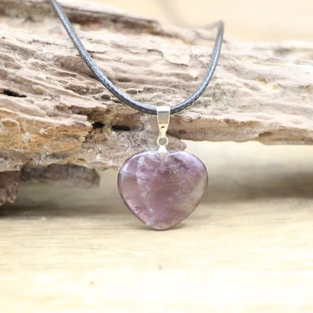 Beautiful necklace with heart-shaped pendant made of mineral with healing effects of Orcha