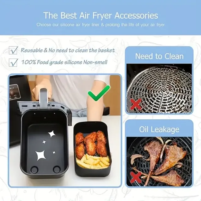 Set of multifunctional accessories for double basket hot air fryers: baking, barbecue, dehydration